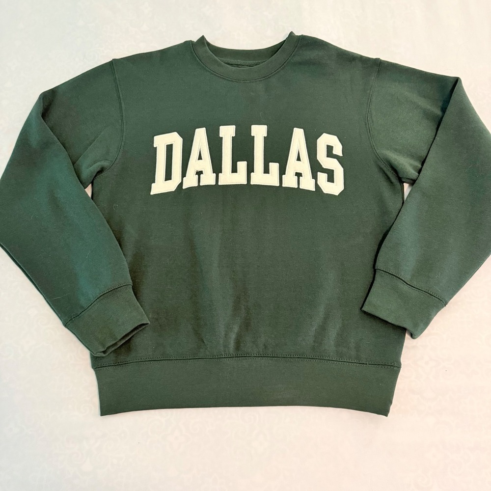 New York Popular Dallas Crewneck Sweatshirt Green Mens Small Collegiate Graphic